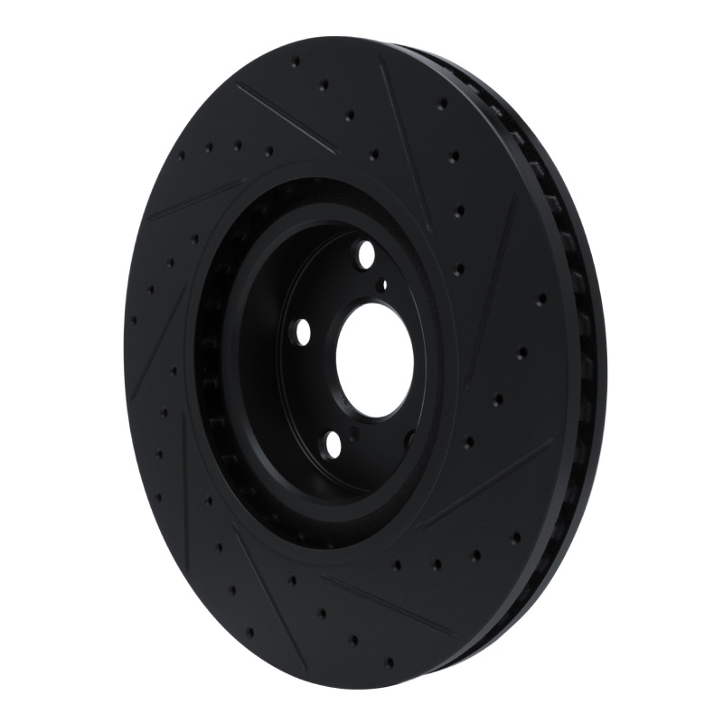 Lexus IS Brake Rotor (1) - Front - R1 Concepts - Drilled & Slotted - Black - `11-`25